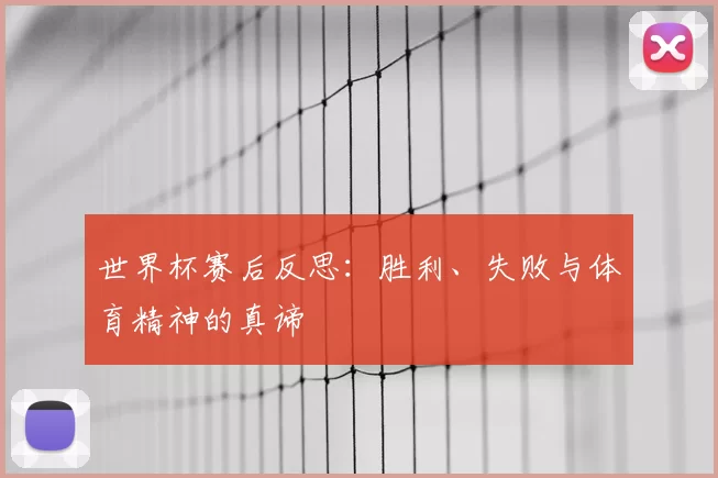 世界杯赛后反思:胜利、失败与体育精神的真谛